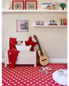 Covor camera copii acrilic rosu cu stelute  160 x 120 cm