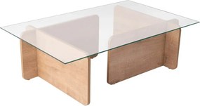 Masuta cafea FLAVIO, stejar miere/transparent, PAL/sticla, 105x65x30 c
