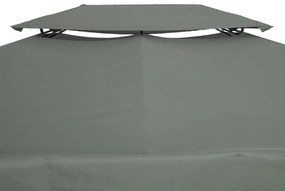 Outsunny Prelata pentru Foisor 4x3 m cu 2 Niveluri, Acoperis pentru Foisor din Poliester Anti UV cu Chingi din Velcro si 10 Orificii de Drenaj, Gri