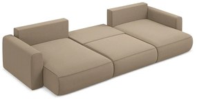 Colțar maro deschis extensibil/cu spațiu de depozitare cu tapițerie din catifea (în formă de "U") Kapua – Makamii