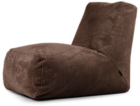 Fotoliu bean bag maro închis cu tapițerie din catifea reiată Tube – SLOWDOWN