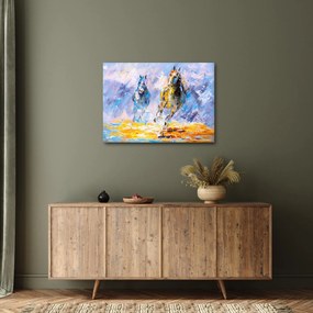 Tablou - Caii alergând, pictură în ulei (70x50 cm)