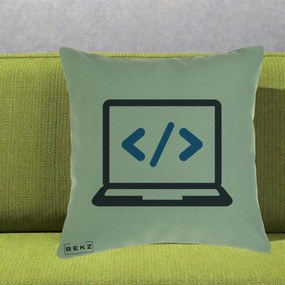 Perna Personalizata Laptop Cod HTML, 40x40 cm, Verde, Husa Detasabila, Perna Inclusa, BEKZ®