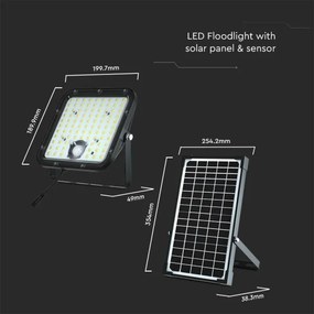 Proiector solar LED cu senzor LED/30W/6,4V 4000K