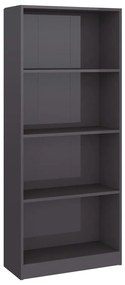 800881 vidaXL Bibliotecă cu 4 rafturi, gri extralucios, 60x24x142 cm, PAL