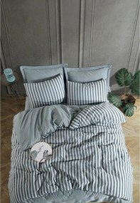 Set lenjerie pat ROAD POTLU, verde, bumbac/poliester, 200x220 cm, cu c