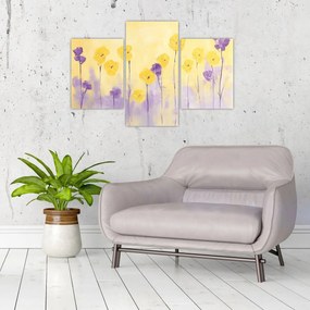 Tablou - Flori mov și galbene (90x60 cm)