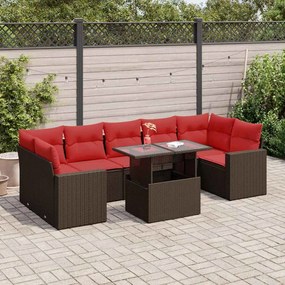 vidaXL Set canapele de grădină cu perne, 8 piese, maro, poliratan