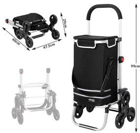 Carucior cumparaturi  Stairs Climber pliabil husa detasabila 3 roti  Metal/Poliester Negru