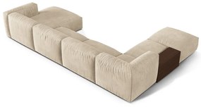 Colțar modular bej cu tapițerie din catifea (cu colț pe partea stângă/în formă de "U") Martina – Micadoni