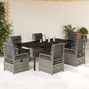 vidaXL Set mobilier de grădină cu perne, 7 piese, gri, poliratan
