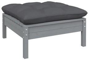 vidaXL Taburet de grădină cu pernă antracit, gri, lemn masiv de pin