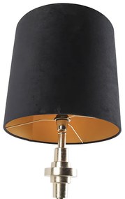 Lampă de masă Art Deco aurie cu abajur din catifea neagră 40 cm - Diverso