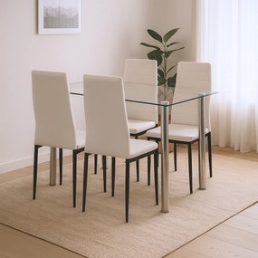 Mateo 4+1 set de sufragerie alb-negru