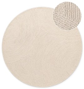 Covor în culoare naturală deschisă, țesut manual, rotund, din lână ø 200 cm Eleni Natural White – Hanse Home