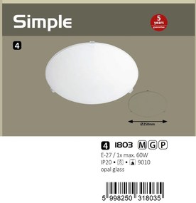 Aplica de perete / tavan diam.25cm Simple 1803 RX