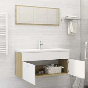 Set mobilier de baie, alb si stejar Sonoma, PAL alb si stejar sonoma, 100 x 38.5 x 46 cm