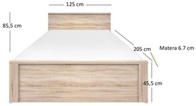 Pat matrimonial 120 cm Noella (Stejar sonoma) (fără somieră și saltea). 1053142