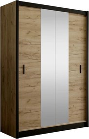 Dulap CRAFTV, stejar craft/negru, PAL melaminat, cu 2 usi, 150x61x215
