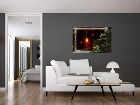 Tablou - Lumânare strălucitoare de Crăciun (90x60 cm)