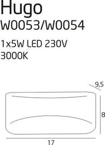 Aplica de perete LED Hugo negru/auriu W0054 MX