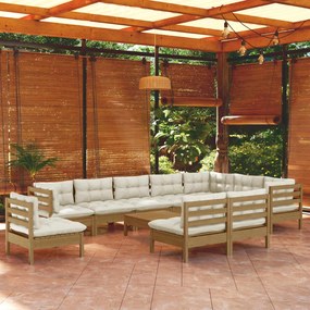 3096764 vidaXL Set mobilier relaxare grădină perne 11piese lemn pin maro miere