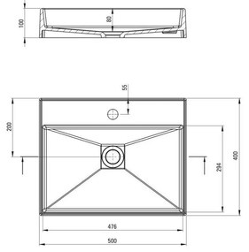 Lavoar pe blat alb Deante Correo 50 cm