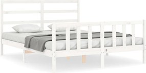 vidaXL Cadru de pat fără saltea, alb, 160x200 cm, lemn masiv pin