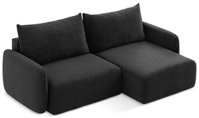 Colțar negru extensibil/cu spațiu de depozitare (cu colț pe partea dreaptă) Kalena – Makamii