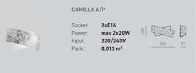 Aplica de perete CAMILLA cu foita aurie sau argintie