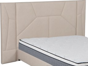 Pat cu somieră şi iluminare LED, 160x200, ţesătură Velvet bej, ALTESA