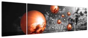 Tablou abstract - sfere portocalii (170x50cm)