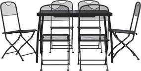 vidaXL Set de masă pentru grădină, 7 piese, plasă metalică antracit