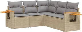 vidaXL Set canapele de grădină cu perne, 5 piese, bej, poliratan