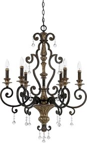 Quoizel QZ-MARQUETTE6-A - Candelabru suspendat pe lanț MARQUETTE 6xE14/60W/230V bronz