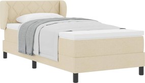 vidaXL Pat cu arcuri cu saltea cu headboard Crem 100 x 200 cm țesătură