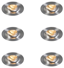 Set de 6 spoturi încastrate rotunde din aluminiu reglabile - Chuck