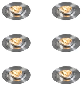 Set de 6 spoturi încastrate rotunde din aluminiu reglabile - Chuck