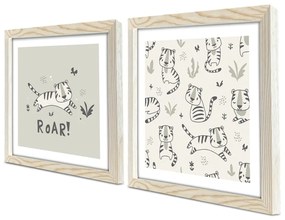 Tablouri pentru copii 2 buc. 33x33 cm Roar - Wallity