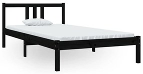 814878 vidaXL Cadru de pat, negru, 100x200 cm, lemn masiv de pin