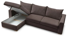 Colțar maro extensibil cu tapițerie din catifea reiată (cu colț variabil) Augustin – Bobochic Paris