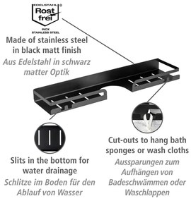 Raft pentru baie negru autoadeziv din oțel inoxidabil Altarella – Wenko