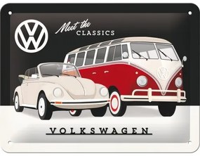 Placă metalică Volkswagen VW - Mett the Classics, (20 x 15 cm)