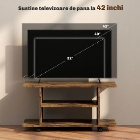 HOMCOM Comodă pentru TV cu Roți, 80×40×40 cm, Negru | Aosom Romania