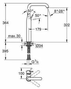 Baterie lavoar inalta Grohe Essence New XL crom lucios