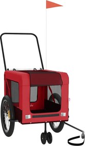 vidaXL Remorcă bicicletă animale companie, roșu/negru, oxford/fier