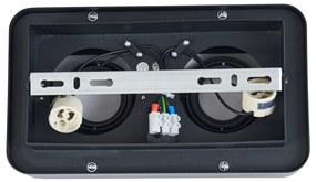 Spot rotund negru montat la suprafață cu 2 lumini, rotativ și înclinabil - Dox