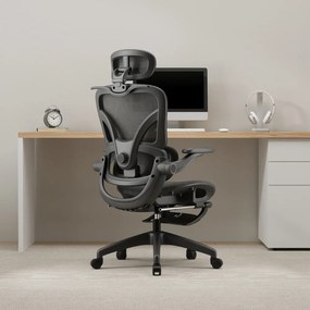ErgoVision Pro – Scaun Ergonomic, Suport Lombar Reglabil, Umeras, Cotiere Rabatabile, Suport pentru Picioare, Mesh, Negru