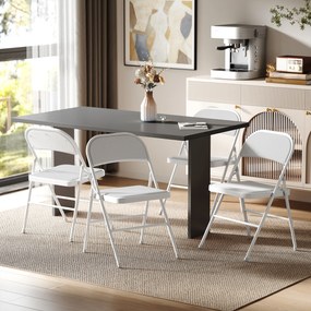 HOMCOM Set de 4 scaune pliabile scaune de sufragerie portabile cadru din oțel 45 x 46 x 78 cm alb | Aosom Romania