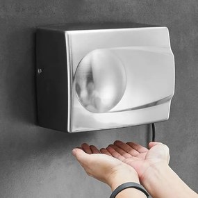 Uscător de Mâini cu Senzor, 1500W, Aer Cald/Rece, Inox Mat